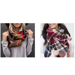 2 x plaid scarves - fall colours